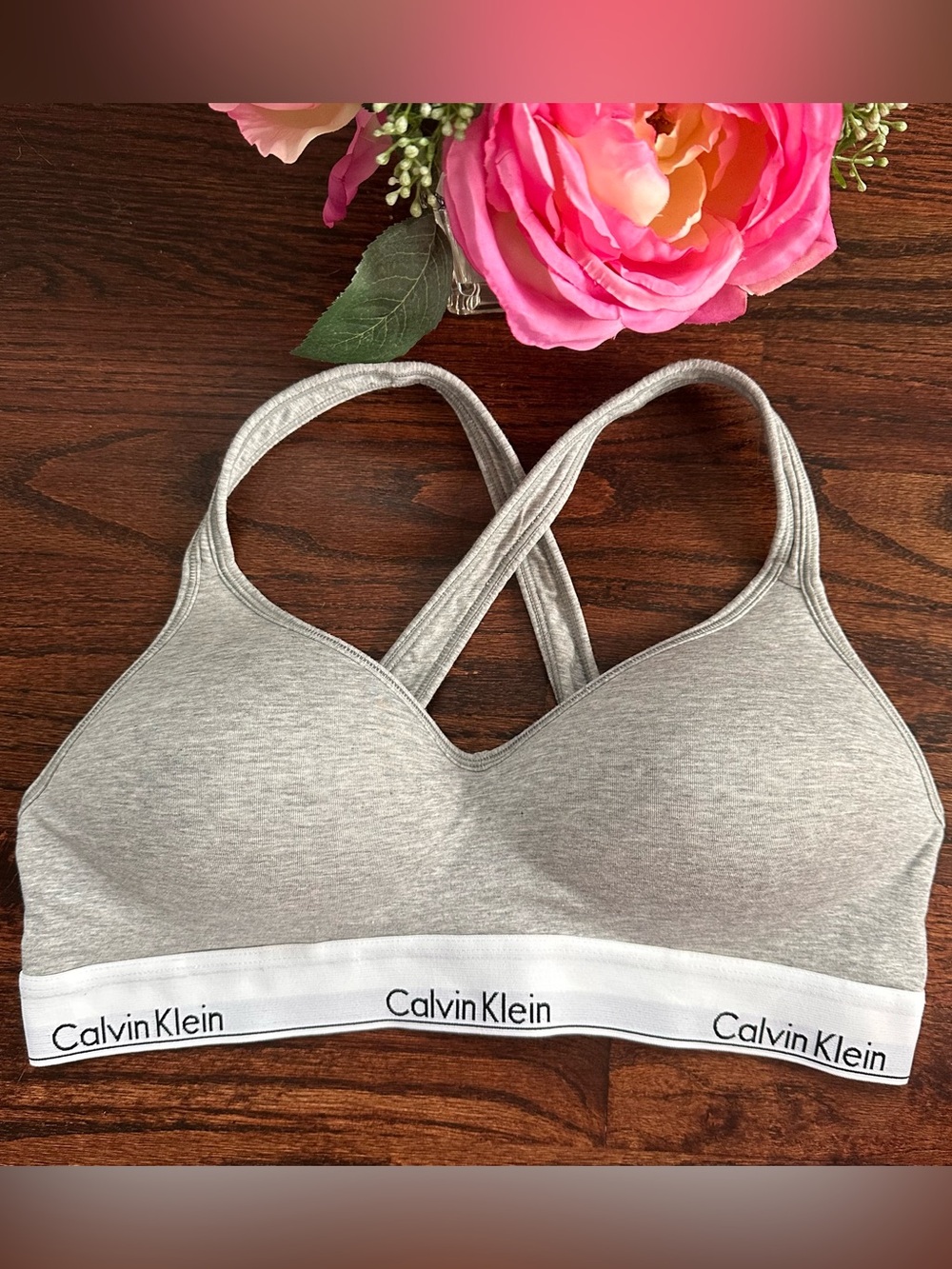 Calvin Klein heather grey bralette, size XL